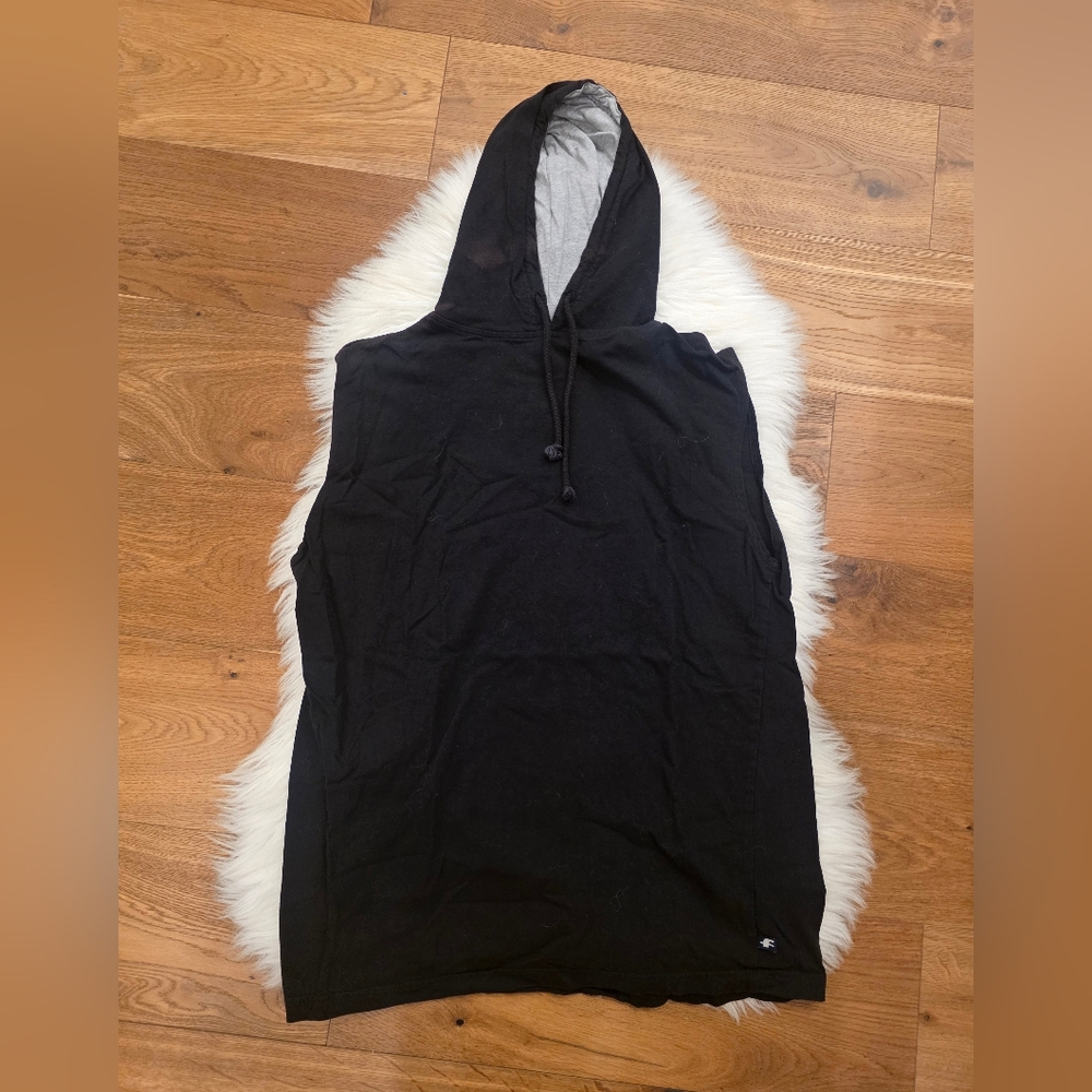 Vintage Sleeveless Black Hoodie Tank Top